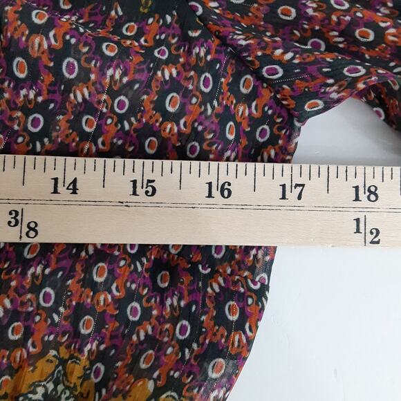 Guess Y2K Sheer Gypsy Blouse Puff Sleeve Womens S Bohemian Paisley Free Spirit - Picture 6 of 8